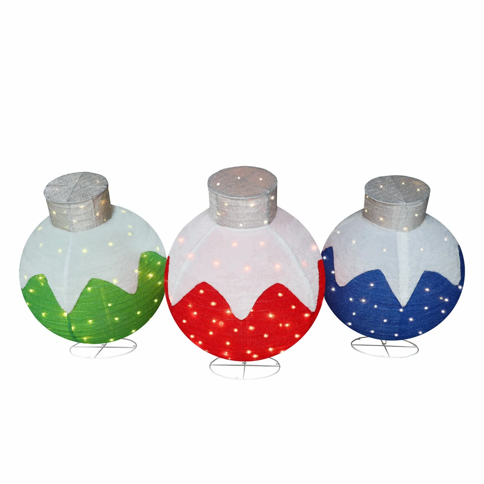 VEIKOUS 35 in. H Warm White LED Ball Pop Up Ornament Christmas Holiday Yard Decoration (3-Piece)
