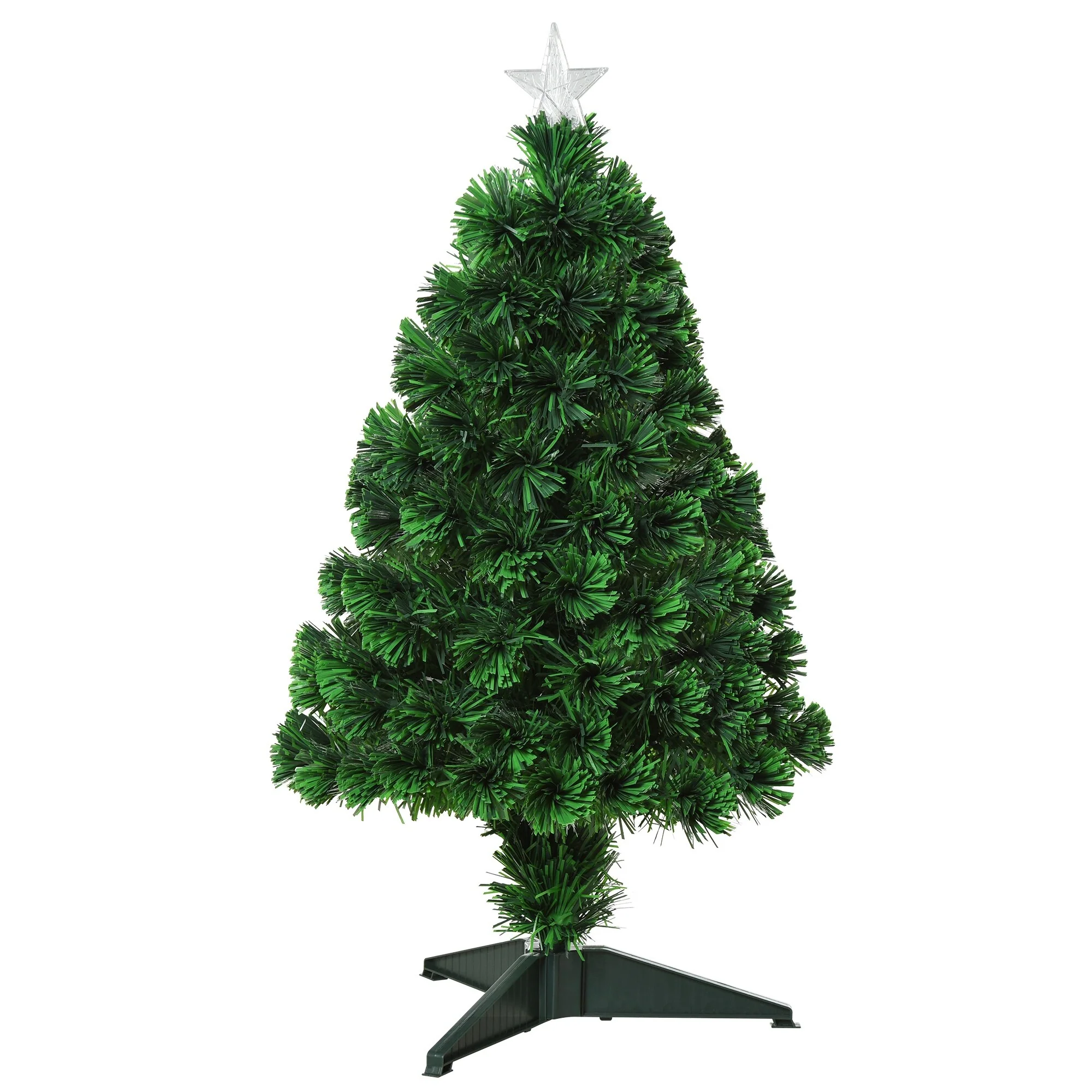 2.5ft Fiber Optic Pre-Lit Douglas Fir Tabletop Christmas Tree with 85 Realistic Branch Tips, Green