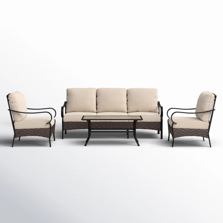 Arwand Outdoor Patio Conversation Set with Cushions