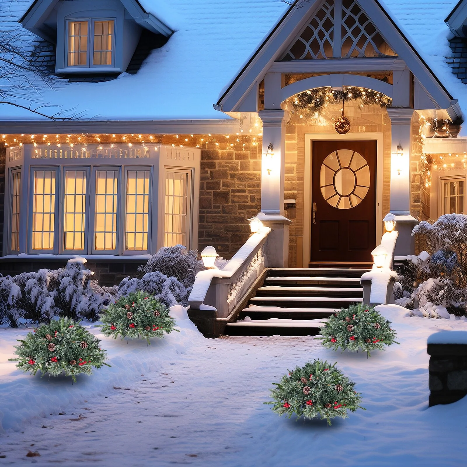 20-Inch Christmas Ground Tree with PE/PVC & Flowering Pine Needle Branches, 220 Tips