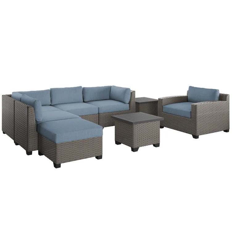 Amjad 8 Piece Rattan Seating Group with Sunbrella Cushions