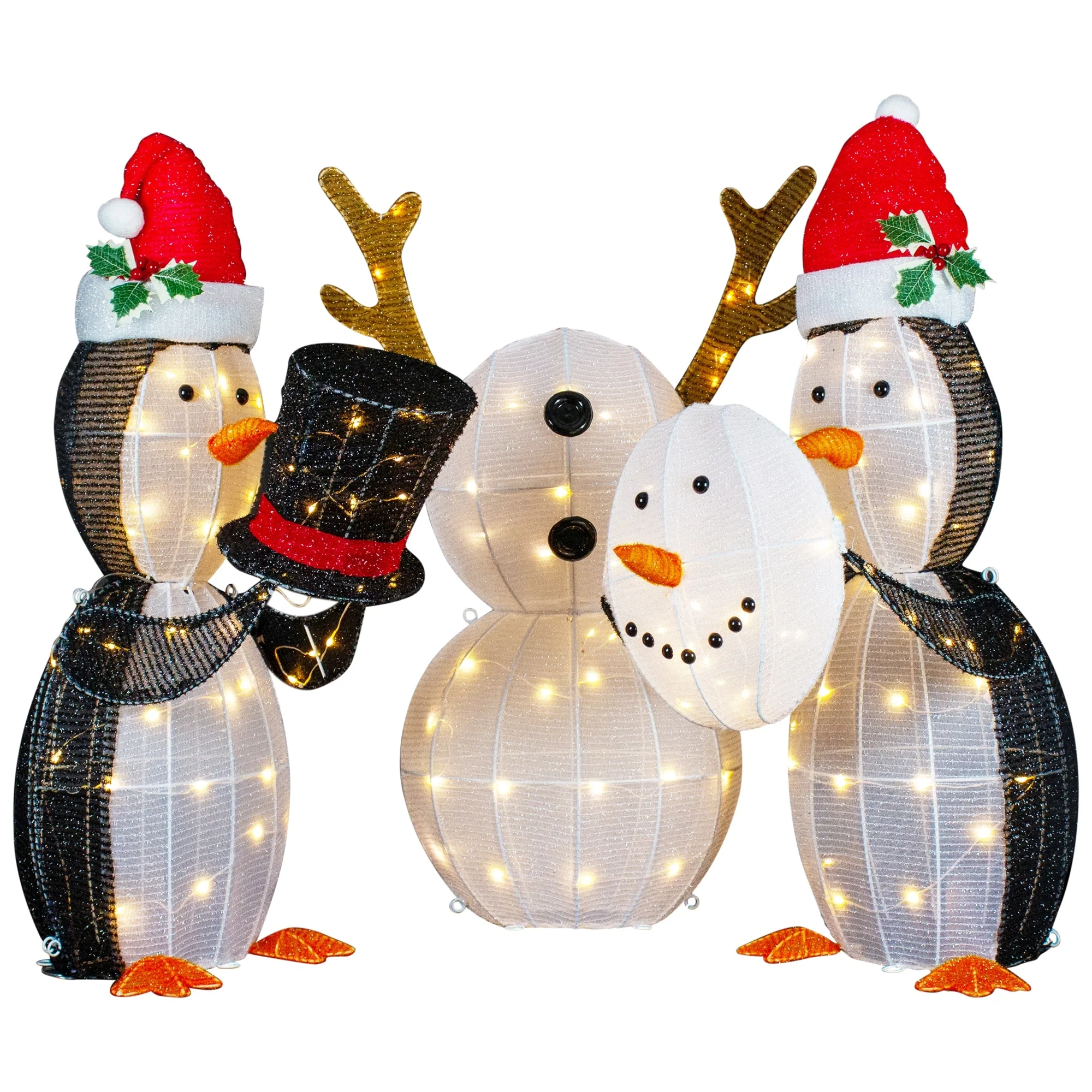 3 LED Penguins Building Snowman Outdoor Christmas Decoration 35