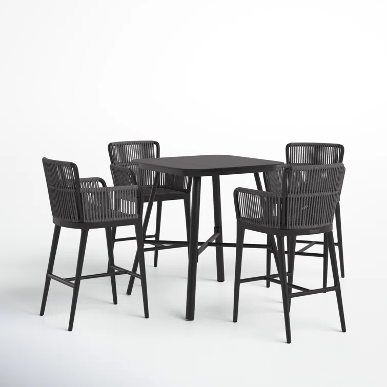 Archie Square 4 - Person 36'' Long Bar Height Dining Set with Cushions