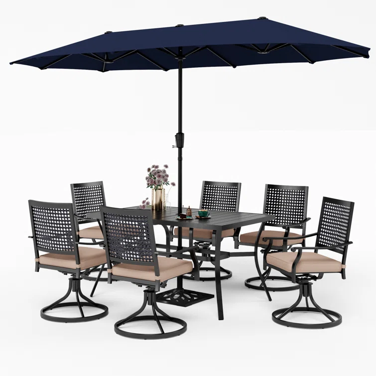 Aivo 6 - Person Rectangular Outdoor Dining Set with Cushions