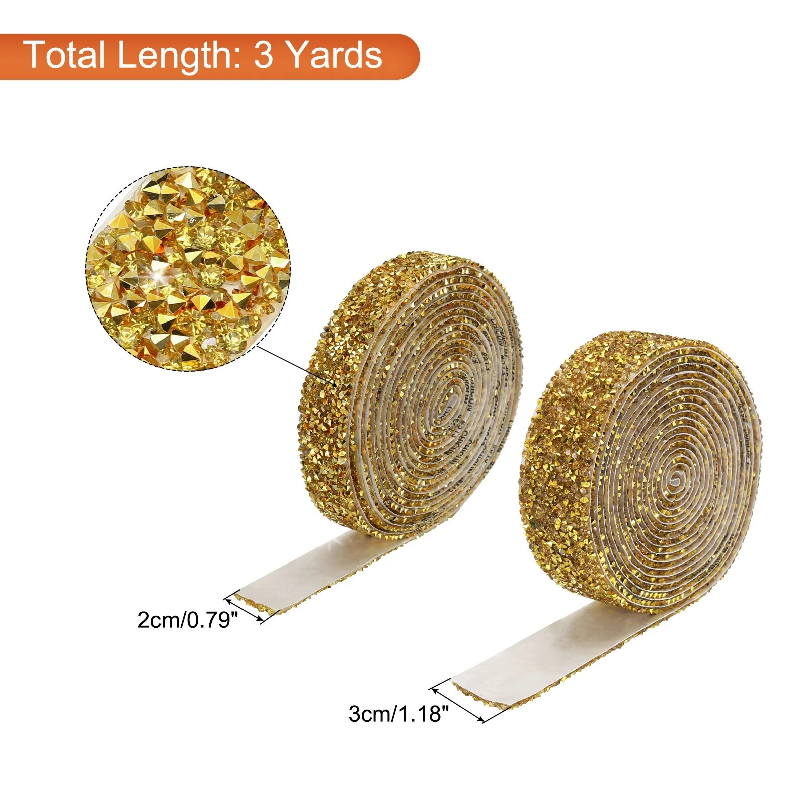 2 Roll 6 Yards Self Adhesive Crystal Rhinestone Diamond Ribbon