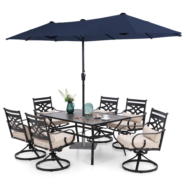 Alyah 6 - Person Rectangular Outdoor Dining Set with Cushions