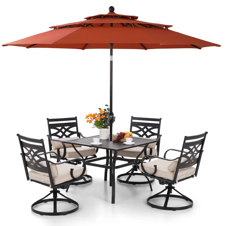 Alyah 4 - Person Outdoor Dining Set With Umbrella