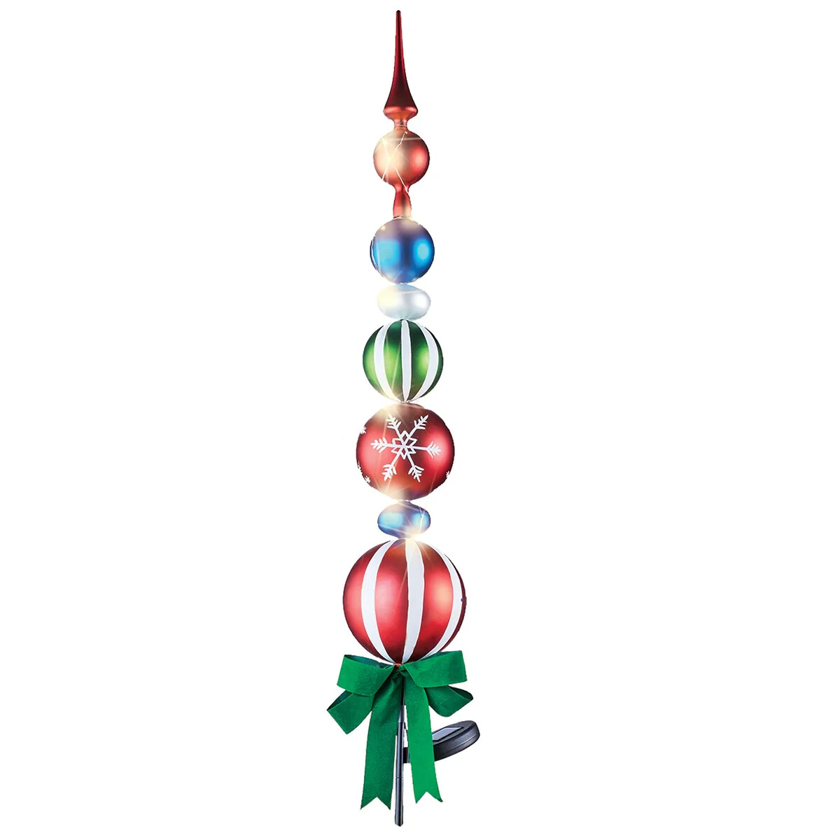 Solar Powered Christmas Ornamental Finial Stake - 5.75 x 45 x 5.75