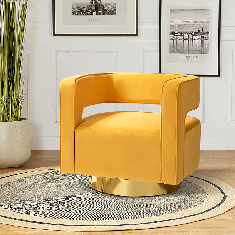 Agata Velvet Swivel Barrel Armchair