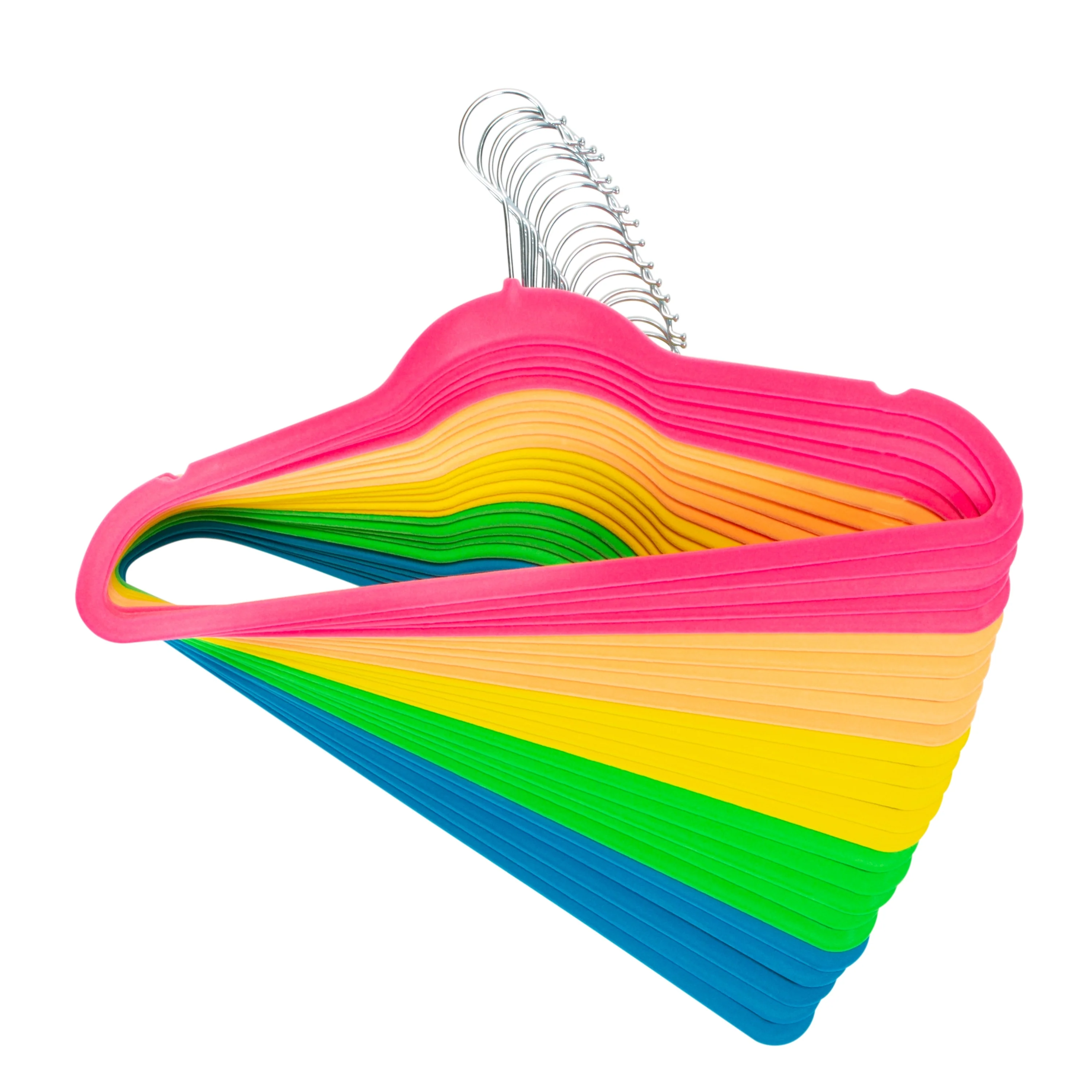 Simplify 25 Pack Slim Velvet Hangers in Neon - 9