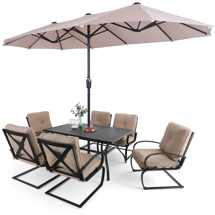 Alyah 6 - Person Rectangular Outdoor Dining Set with Cushions