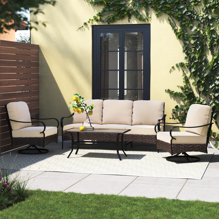 Argyri 5-7-Person Patio Conversation Set with Swivel Lounge Chairs & Sofa