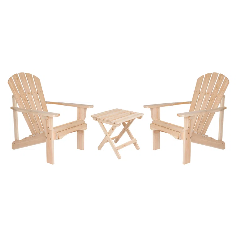 Brently Solid Wood Adirondack Chair with Table