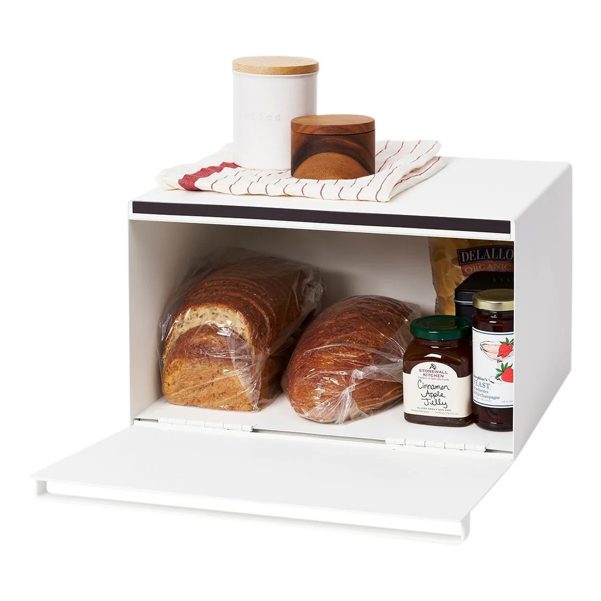 Yamazaki Home Bread Box - Two Styles, Steel, Horizontal, Holds 22.2 lbs - L 13.58 x W 15.75 x H 9.45 inches