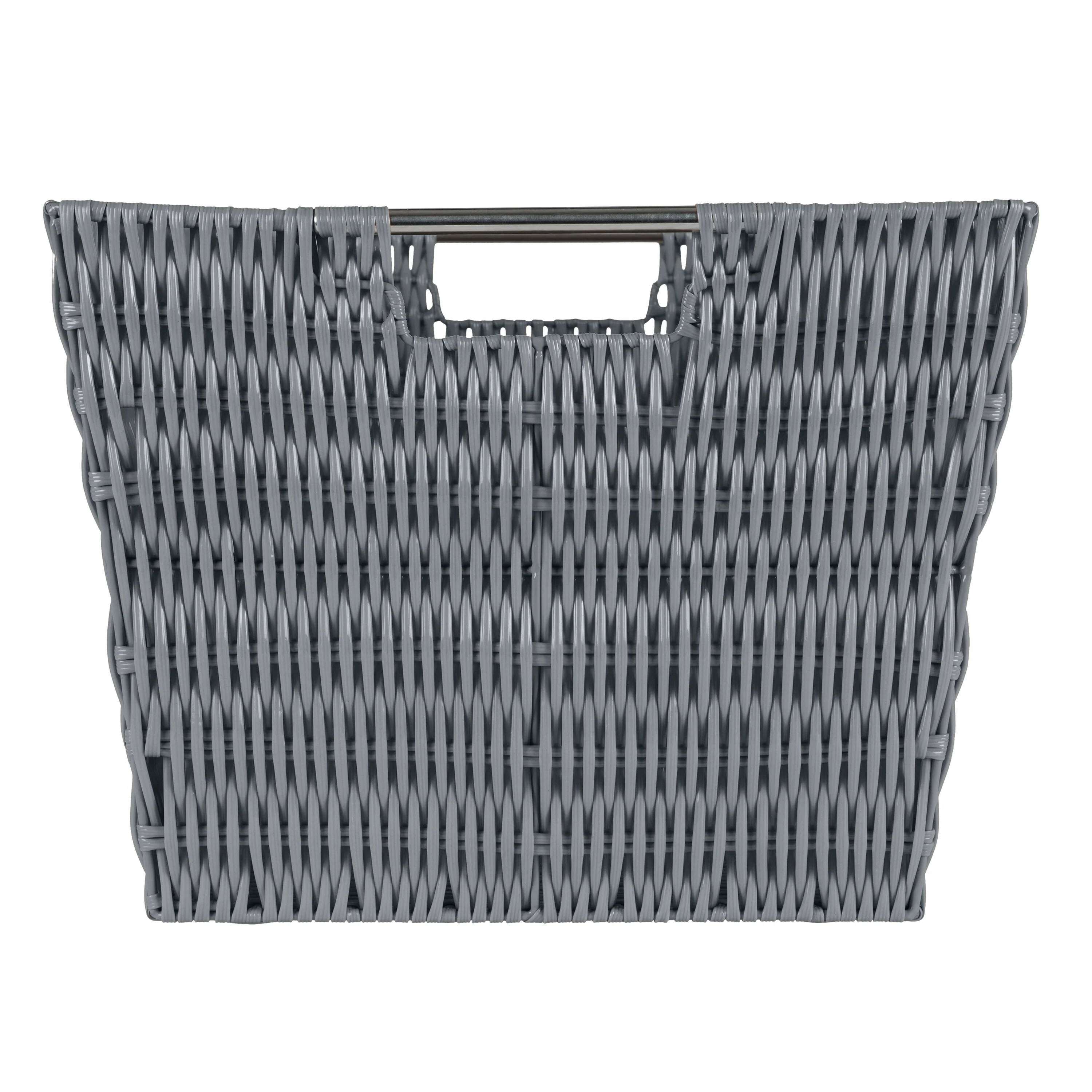 Simplify Large Rattan Storage Tote Basket in Charcoal