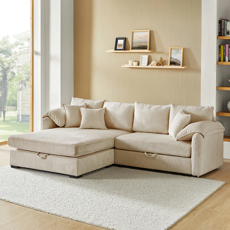 Aladino 2-Piece Upholstered Reversible Sectional Sofa with Storage