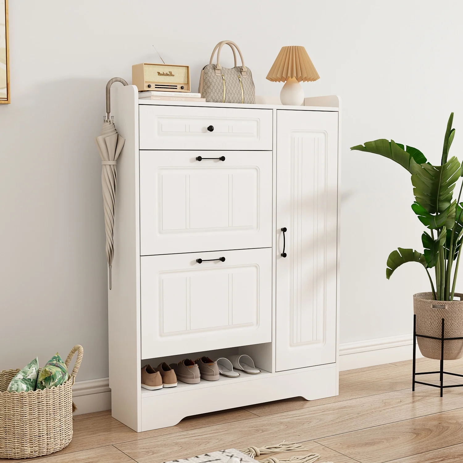 Shoe Cabinet with Door Drawers for 18 Pairs by Kerrogee