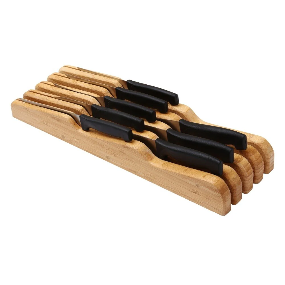 YBM Home & Kitchen Bamboo In-Drawer Knife Organizer and Holder - Brown