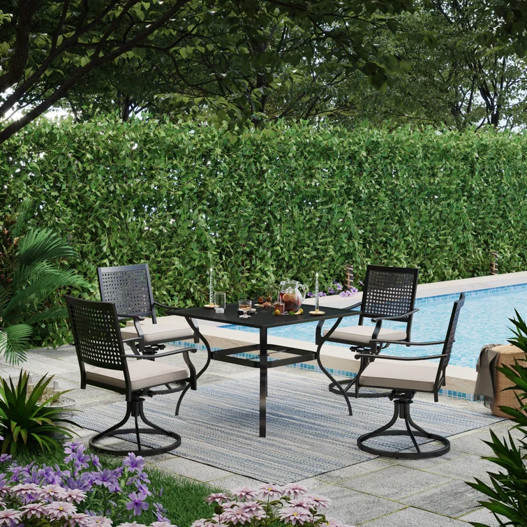 Argyri 4 - Person Rectangular Outdoor Dining Set with Cushions