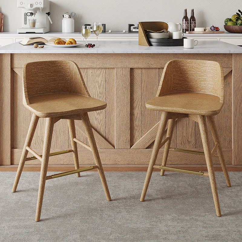 Peter Solid Wood Swivel Stool (Set of 2)