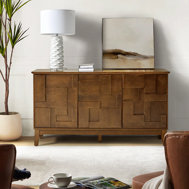 Veitin Modern 3-Door Sideboard with Adjustable Shelf