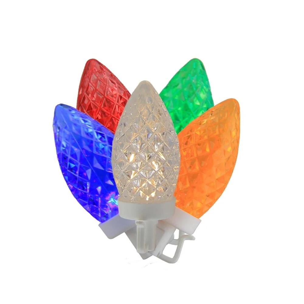 100 Commercial Length Multi-Color LED Faceted C9 Christmas Lights on Spool 5