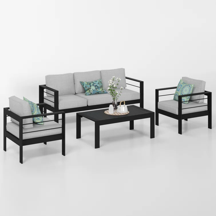Brandtley 5-Person Metal Outdoor Seating Group With Cushions