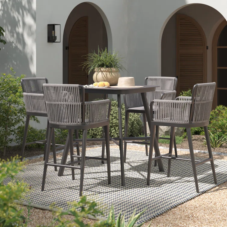 Archie Square 4 - Person 36'' Long Bar Height Dining Set with Cushions