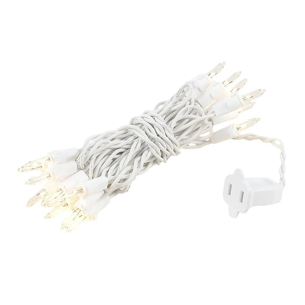 20 Light Clear Christmas Craft Mini Light Set, White Wire, 8' Long