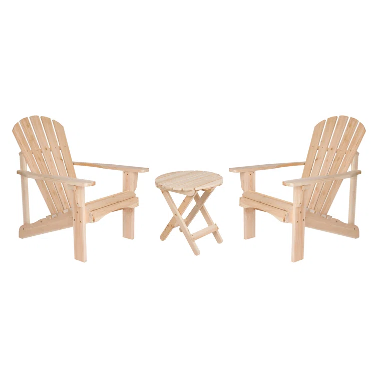 Brently Cedar Outdoor Adirondack Chair With Table