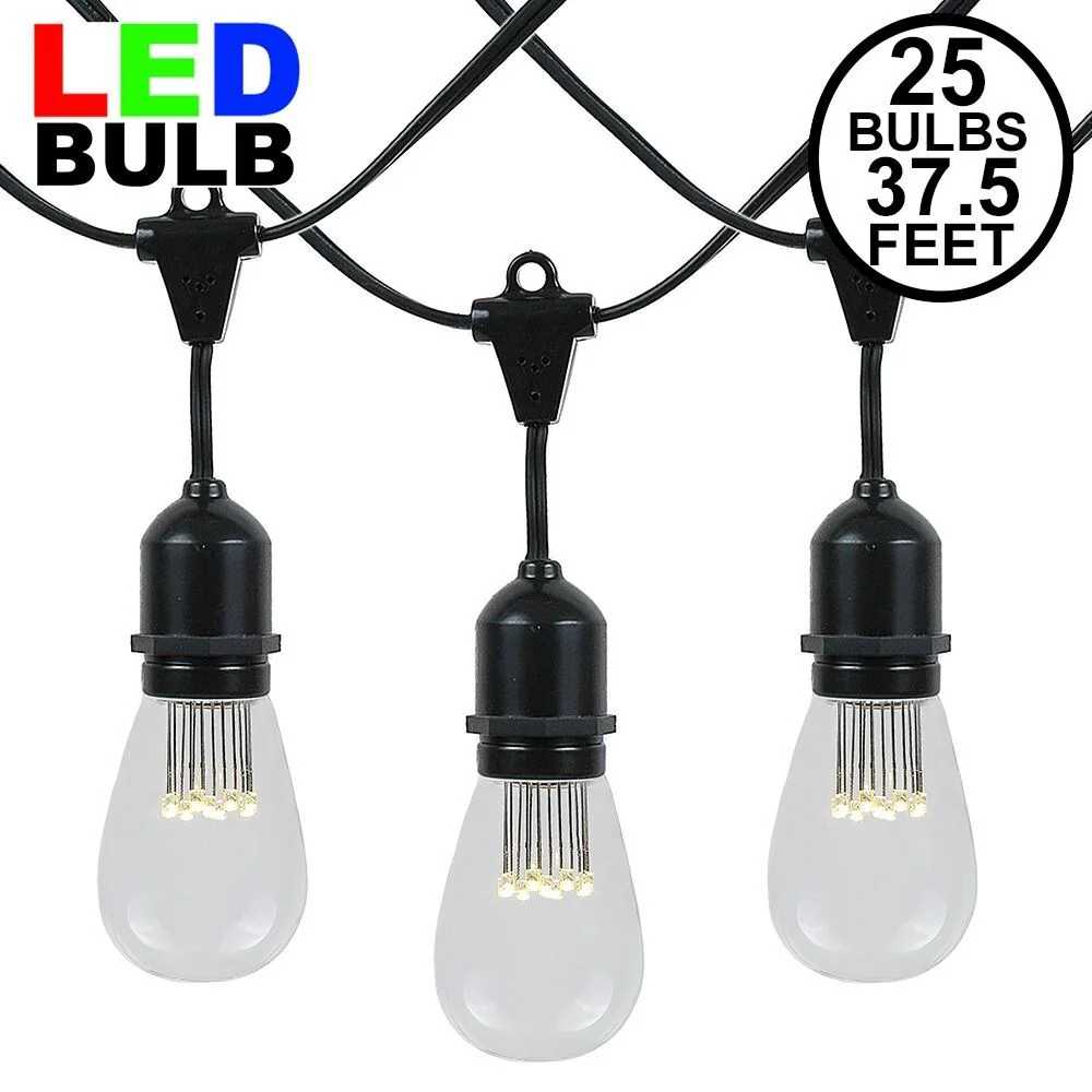 37.5 Foot S14 Edison Outdoor Patio String Lights, Market Lights