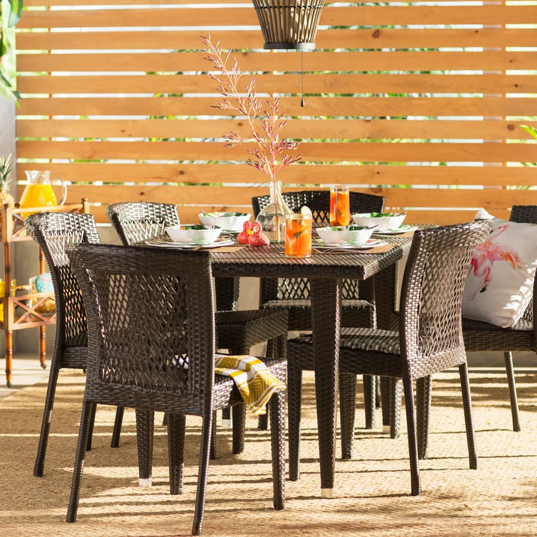 Aonna 6 - Person Rectangular Outdoor Dining Set