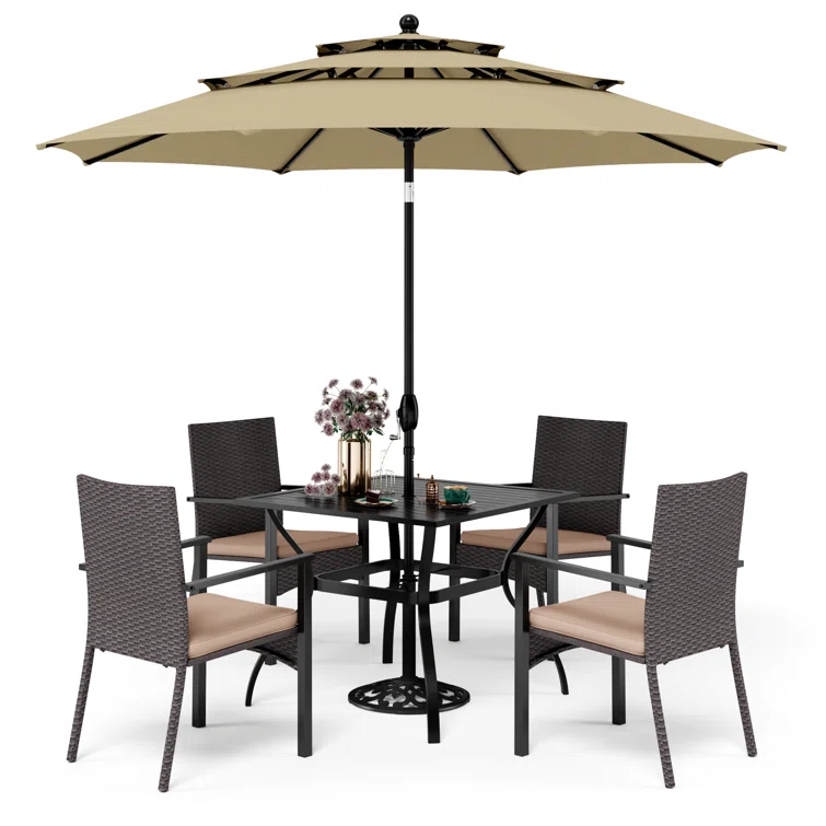 Alyah 4 - Person Square Outdoor Dining Set with Cushions