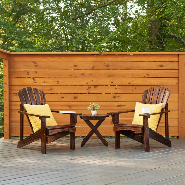 Brently Cedar Outdoor Adirondack Chair With Table