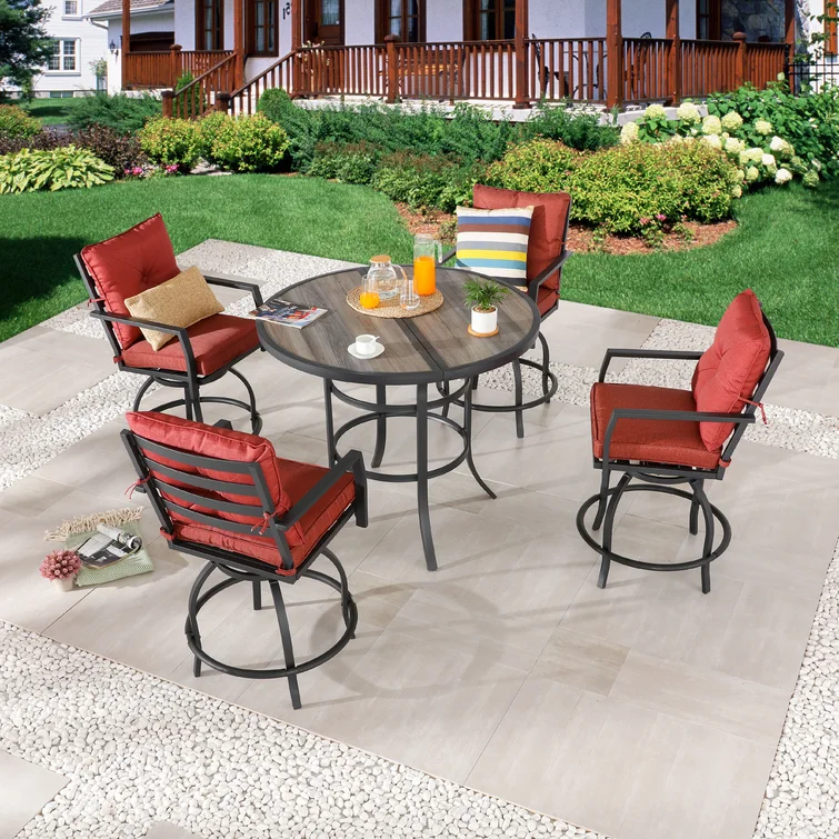 Adolfina Round 4 - Person Bistro Dining Set with Cushions