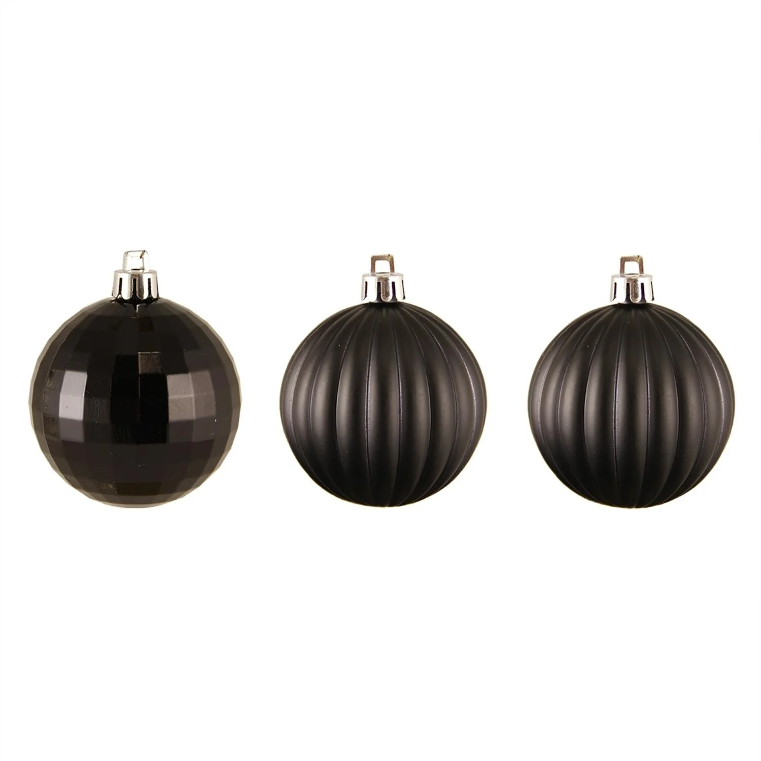 100ct Jet Black 3-Finish Shatterproof Christmas Ball Ornaments 2.5