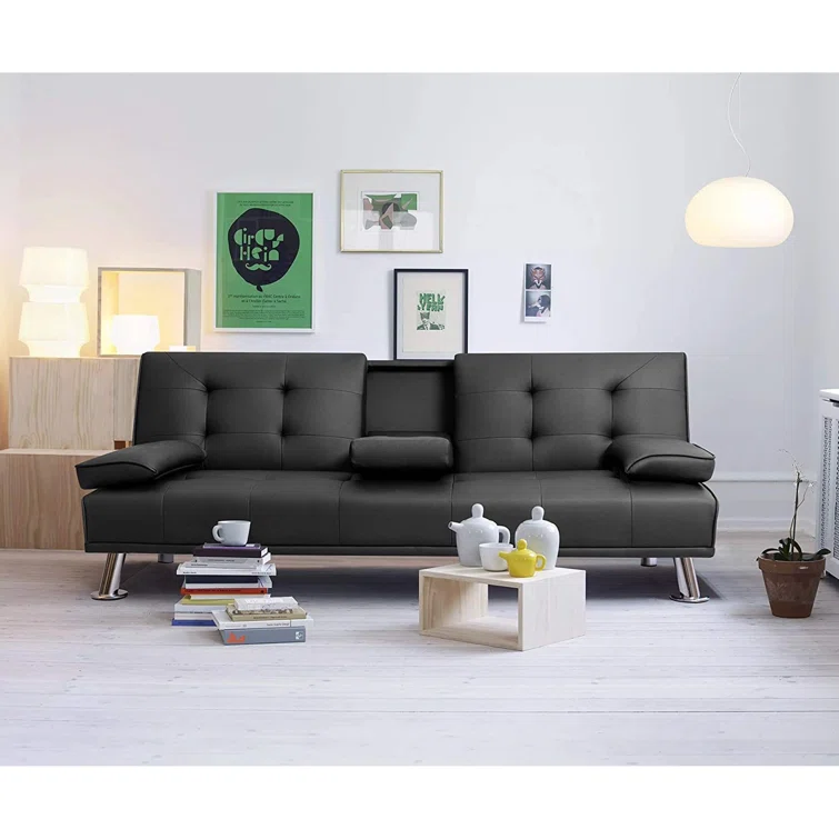 Abbigale 65.8'' Faux Leather Reclining Sleeper Sofa