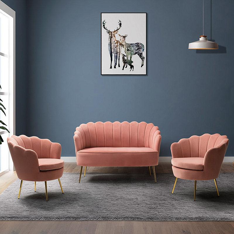 Ariel 3-Piece Scalloped Velvet Living Room Set