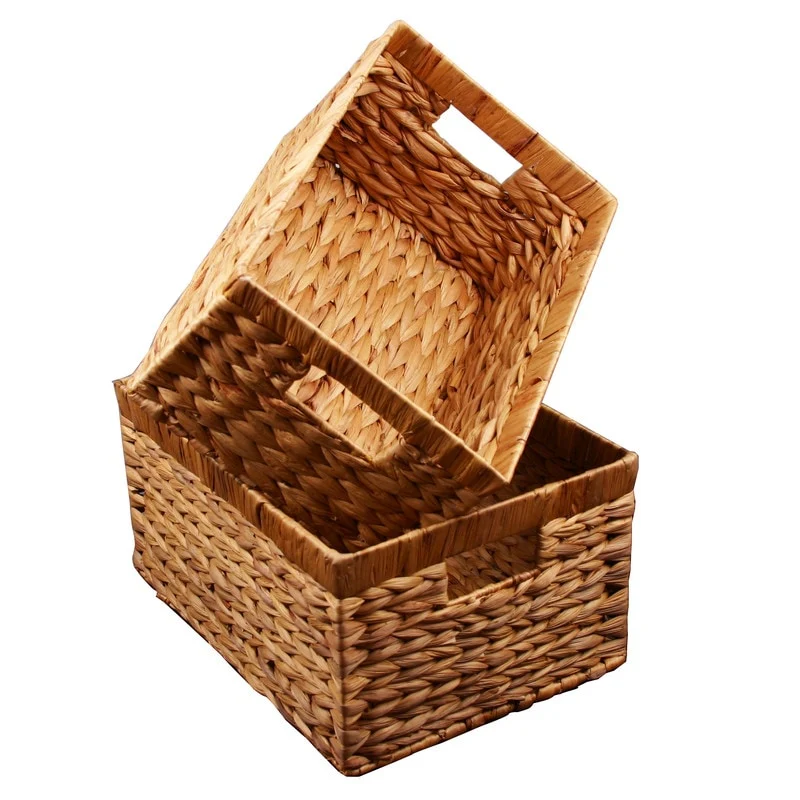 Water Hyacinth Rattan Nesting Storage Baskets 2-Pack - 14.5