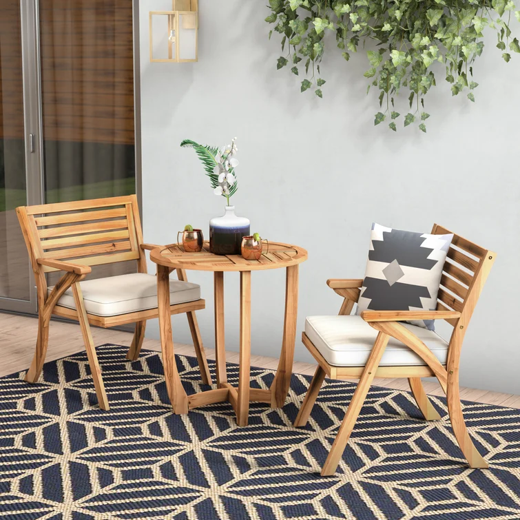 2 - Person Round Outdoor Dining Set with Cushions