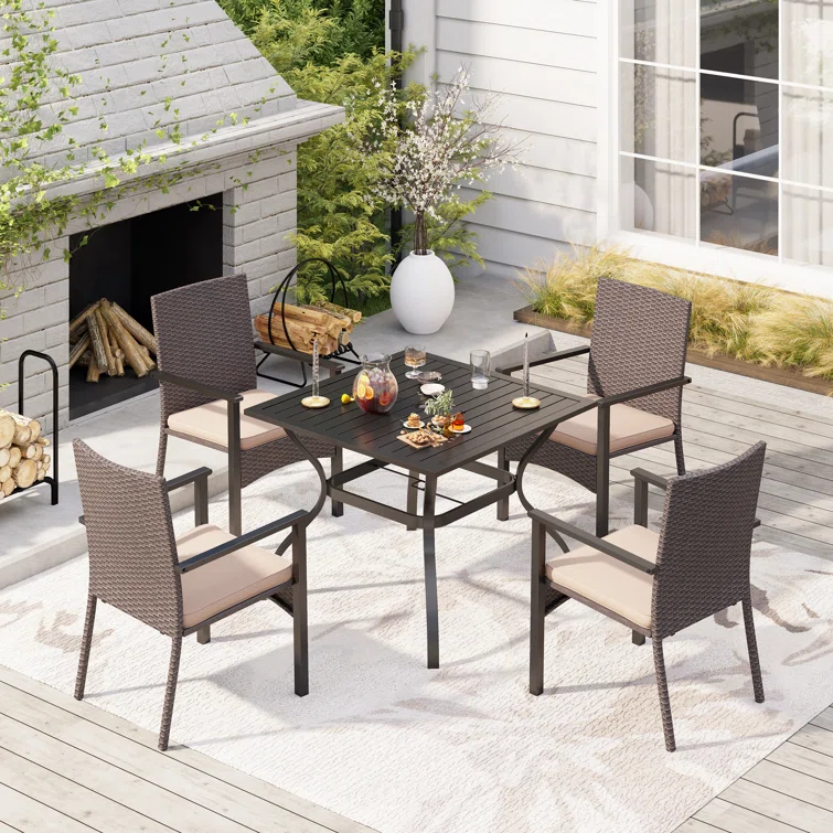 Argyri 4 - Person Square Outdoor Dining Set with Cushions
