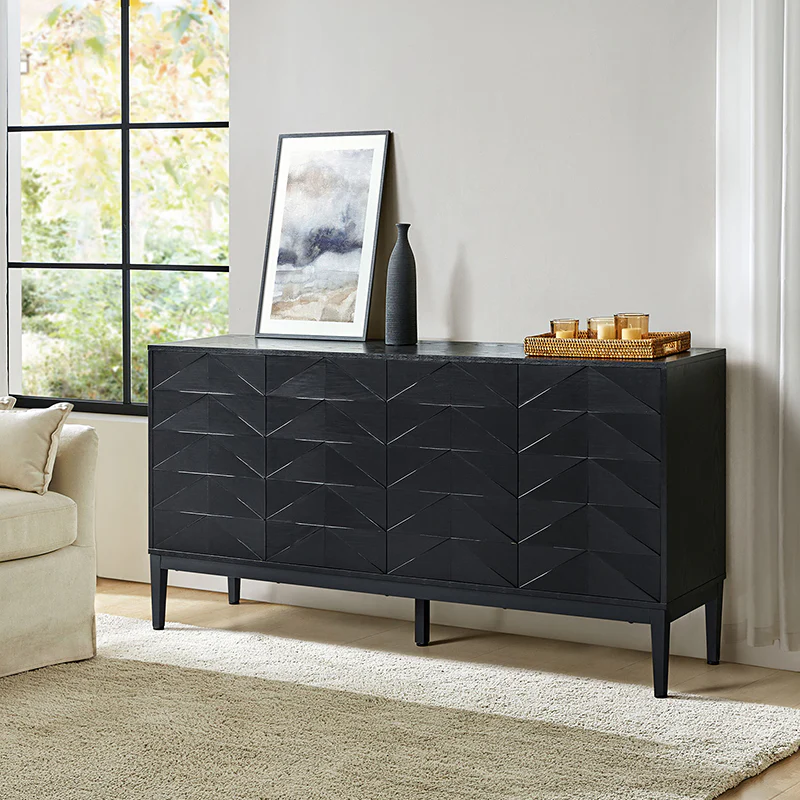 Beat Mid-century Modern 4-door Sideboard with Adjustable Shelf