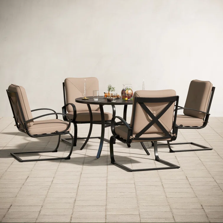 Argyri 4 - Person Round Outdoor Dining Set with Cushions