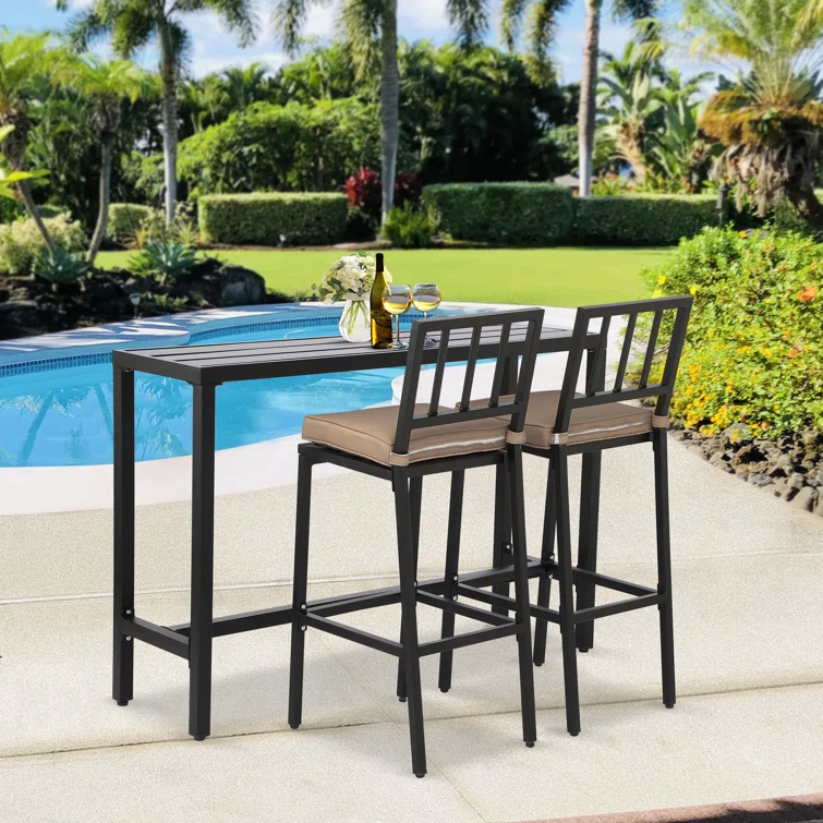 2 - Person Rectangular Outdoor Dining Set with Cushions
