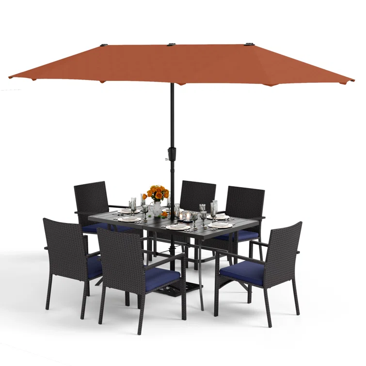 Alyah 6 - Person Rectangular Outdoor Dining Set with Cushions