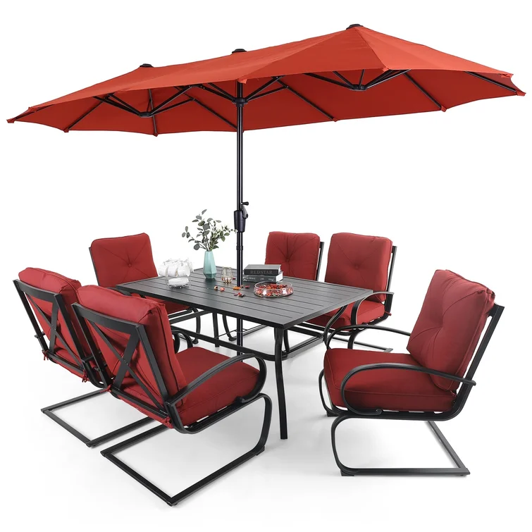 Alyah 6 - Person Rectangular Outdoor Dining Set with Cushions