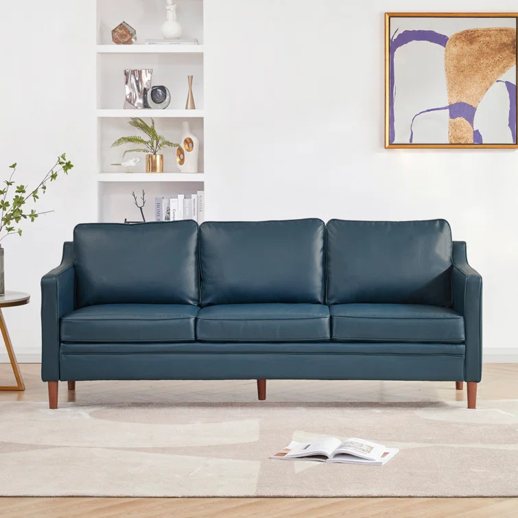 Azleigh 80.31'' Faux Leather Square Arm Sofa