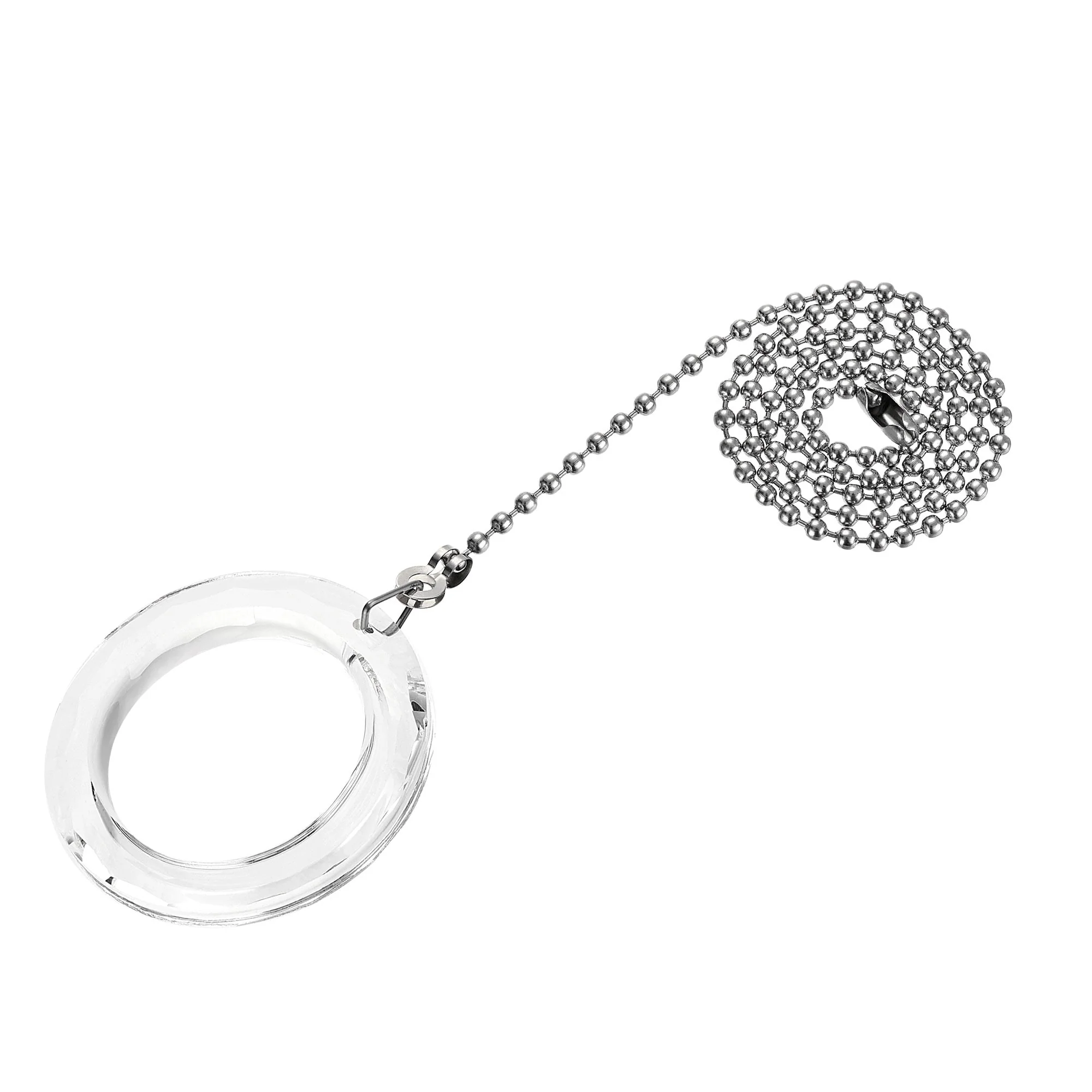 20 Inch Nickel Finish Pull Chain Extension 50mm Clear Crystal Circle Pendant