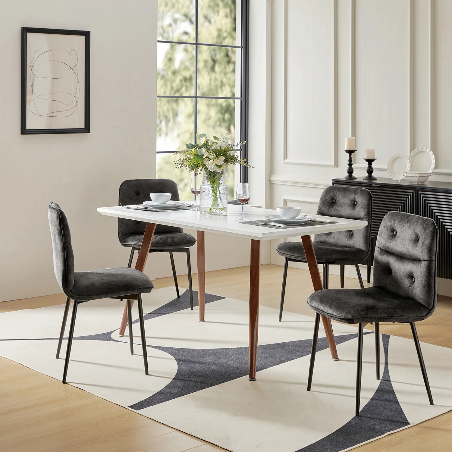 Annie Velvet Solid Back Dining Chair (Set of 4)