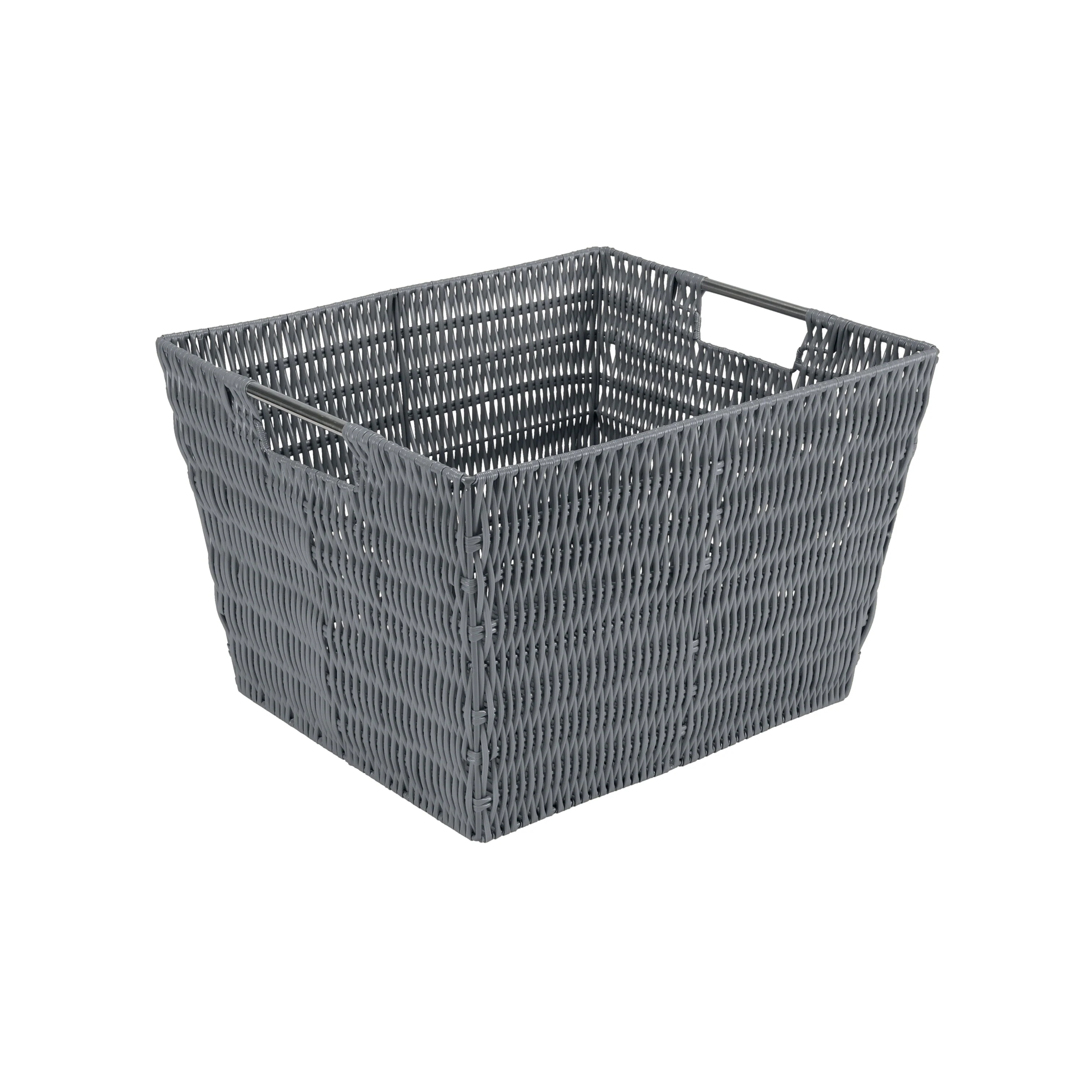 Simplify Large Rattan Storage Tote Basket in Charcoal